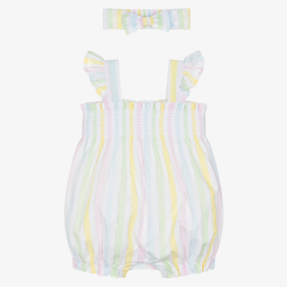 Little Me-Girls Pastel Stripe Shortie Ensemble | Childrensalon Outlet