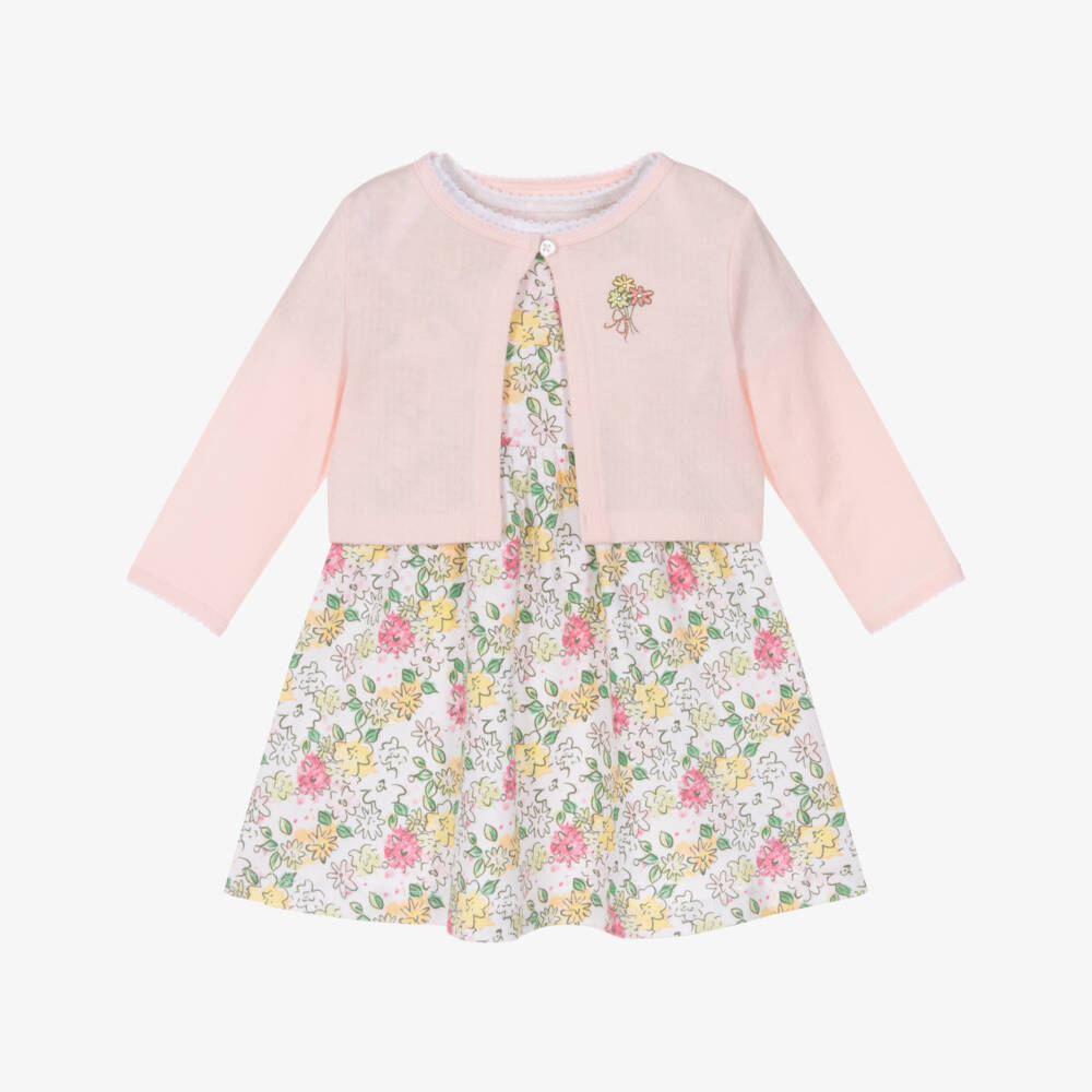 Little Me-Girls Pink Floral Cotton Ensemble | Childrensalon Outlet