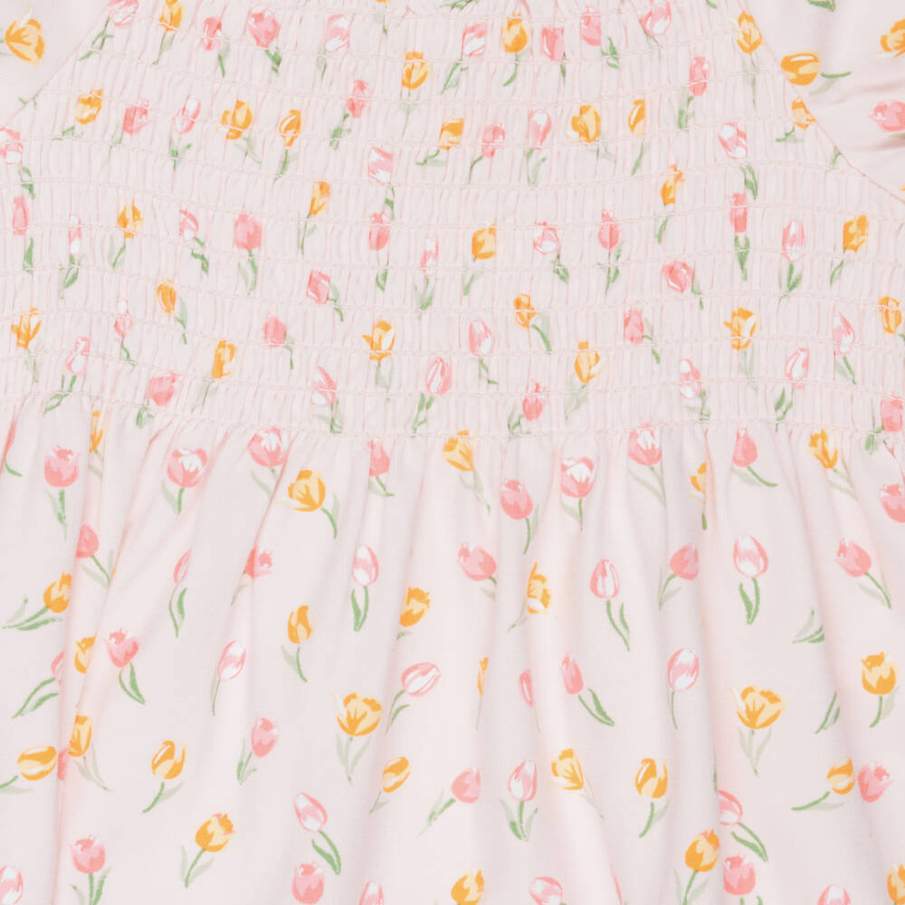 Little Me-Girls Pink Floral Print Cotton Jersey Dress Set | Childrensalon Outlet