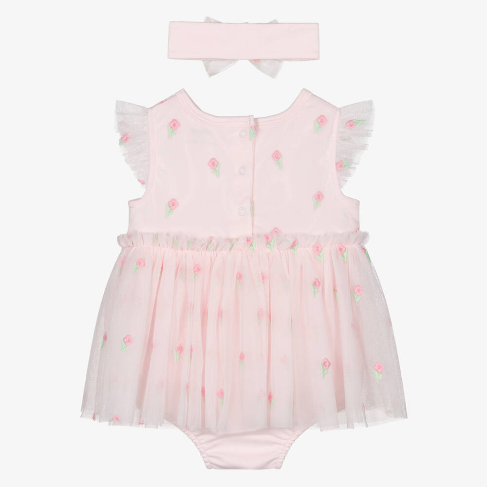 Little Me-Girls Pink Floral Tulle Dress Ensemble | Childrensalon Outlet