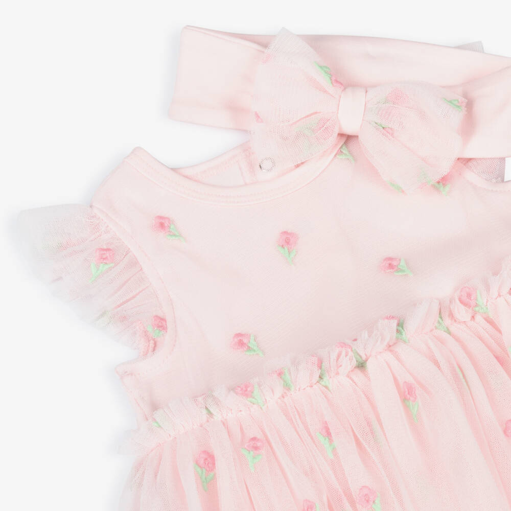 Little Me-Girls Pink Floral Tulle Dress Ensemble | Childrensalon Outlet