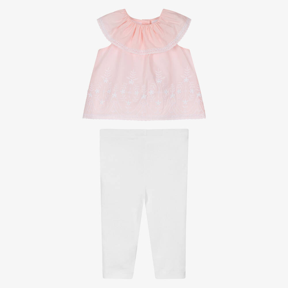 ليتل مي-طقم بناتي وردي وعاجي من الدانتيل | Childrensalon Outlet