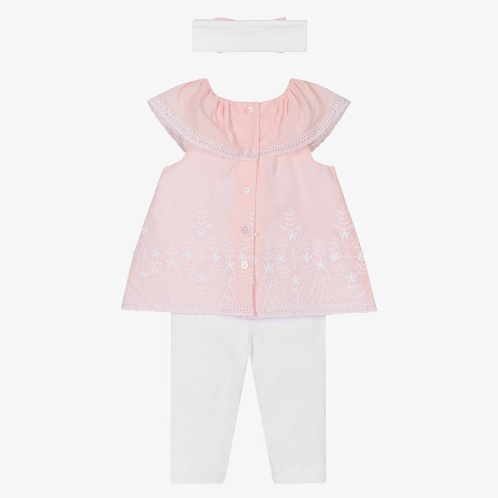 ليتل مي-طقم بناتي وردي وعاجي من الدانتيل | Childrensalon Outlet