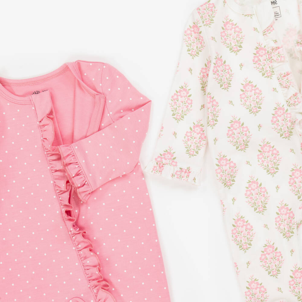 Little Me-Girls Pink Jersey Floral & Polka Dot Babygrows (2 Pack) | Childrensalon Outlet