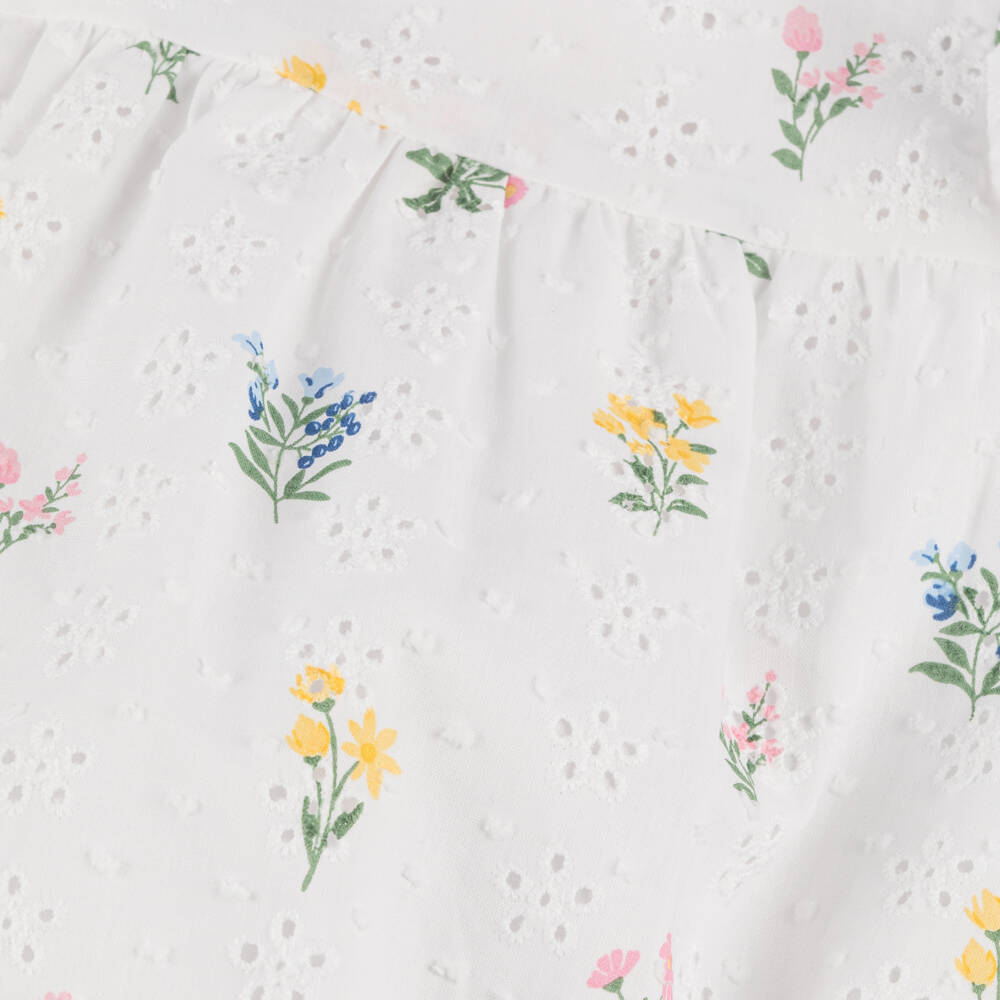 ليتل مي-طقم بناتي أبيض من الدانتيل المزهر | Childrensalon Outlet