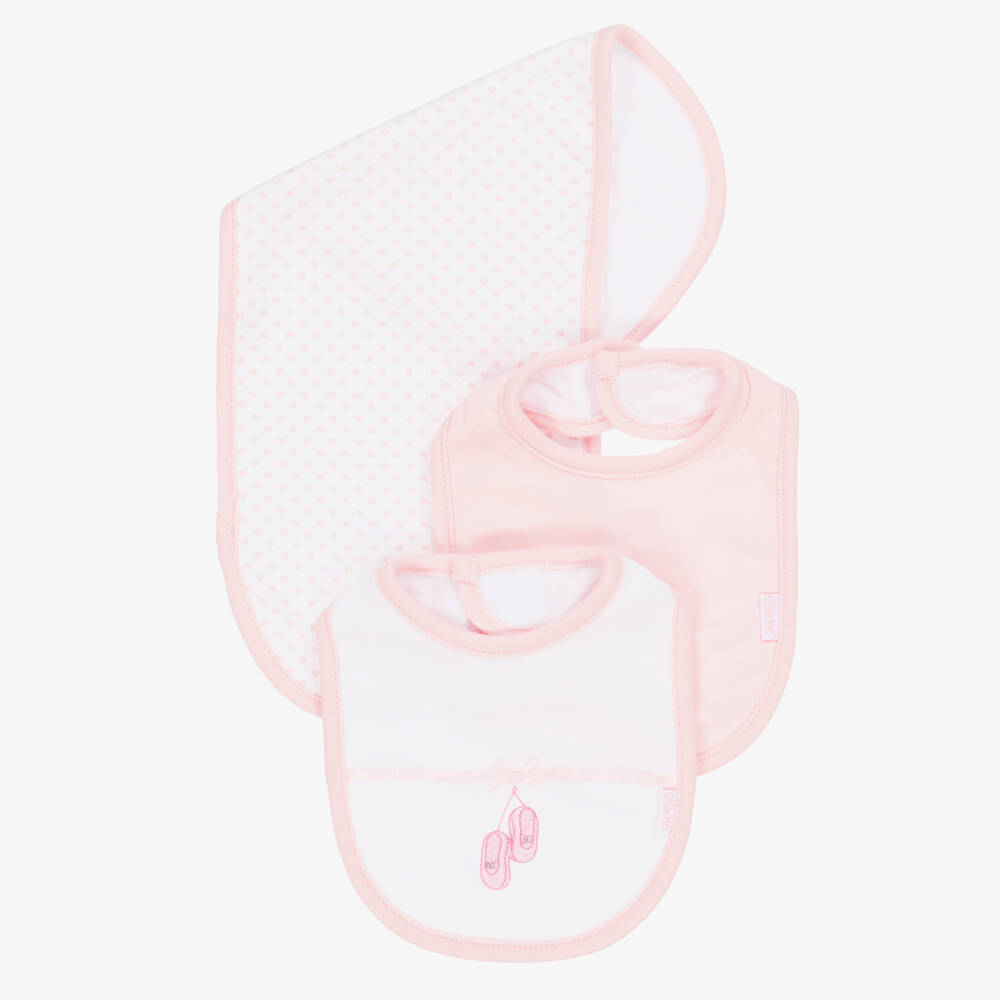 Little Me-Sweetheart Pink & White Bib Set | Childrensalon Outlet