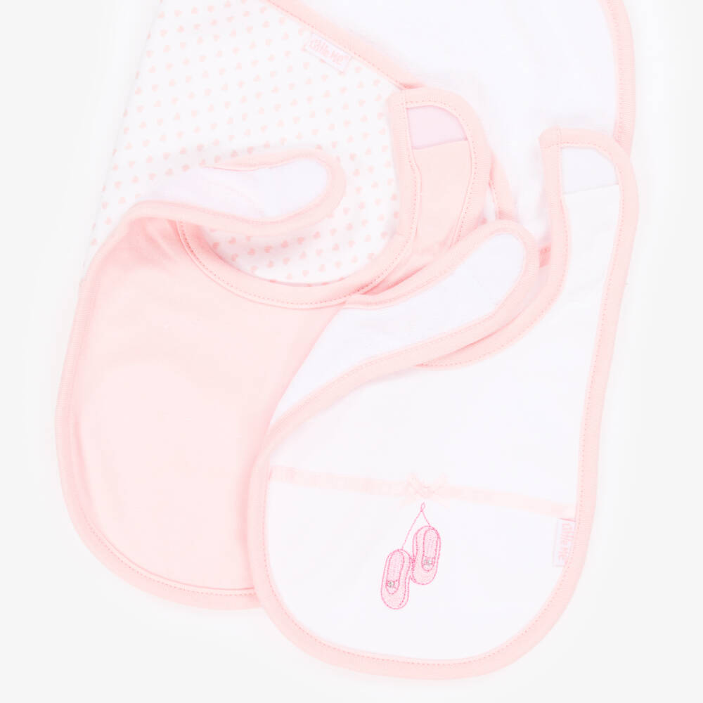Little Me-Sweetheart Pink & White Bib Set | Childrensalon Outlet