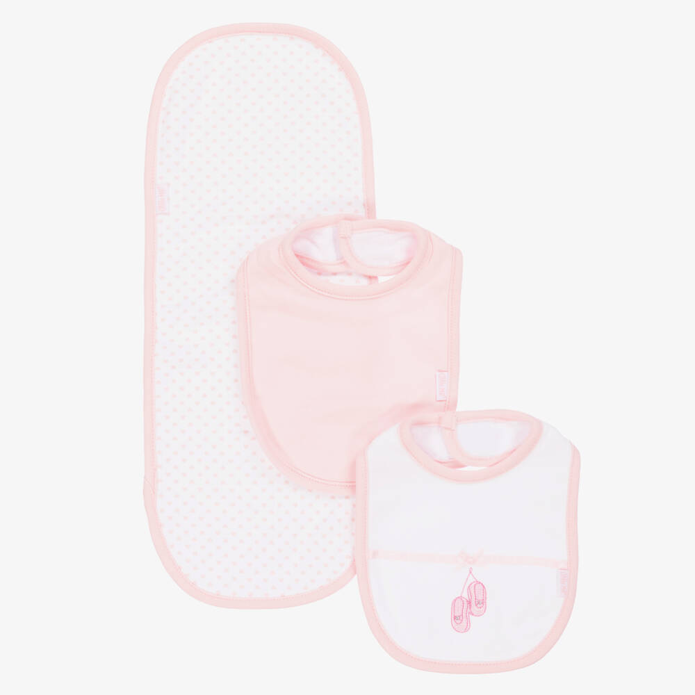 Little Me-Sweetheart Pink & White Bib Set | Childrensalon Outlet