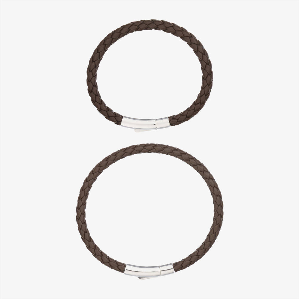Little Star-Boys Brown Leather Bracelet Duo | Childrensalon Outlet