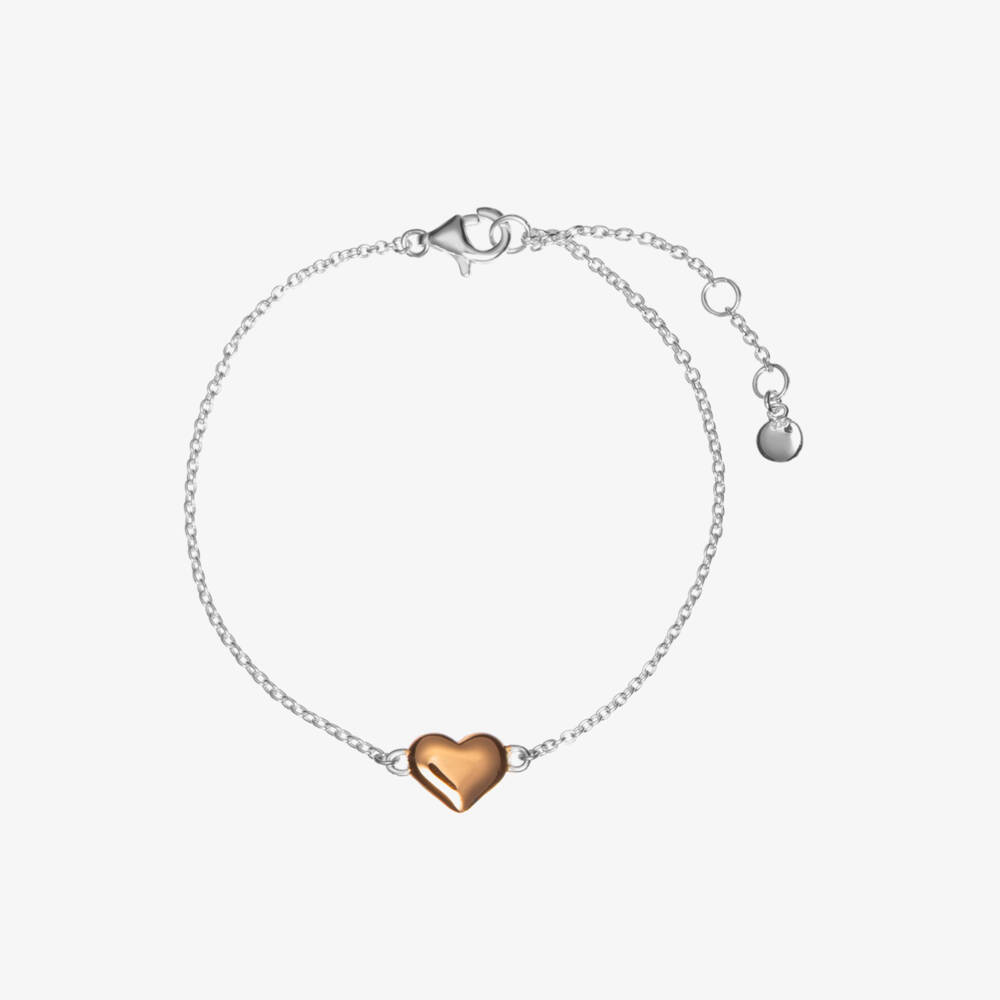Little Star-Girls Silver Bracelet with Heart Charm | Childrensalon Outlet
