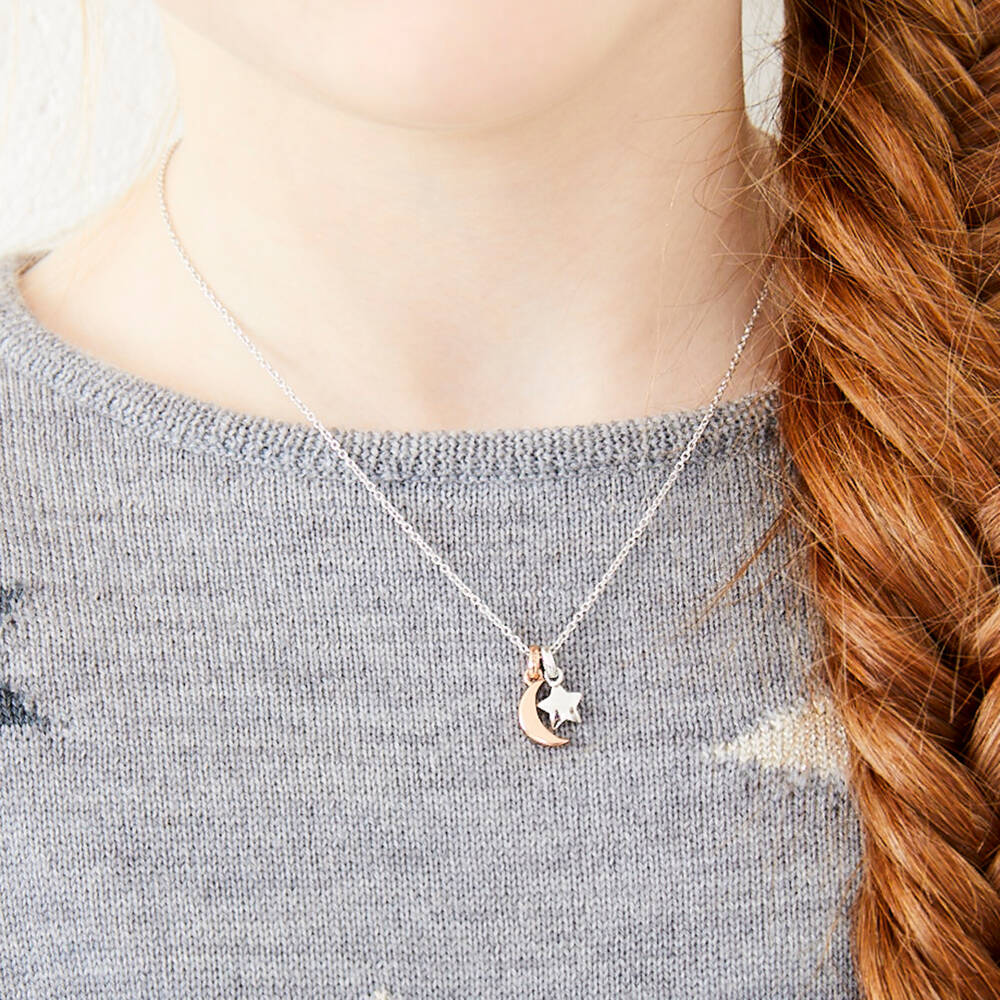 Little Star-Girls Silver Celestial Charm Necklace | Childrensalon Outlet