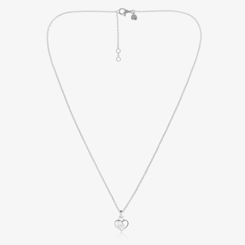 Little Star-Girls Silver Diamond Heart Necklace | Childrensalon Outlet