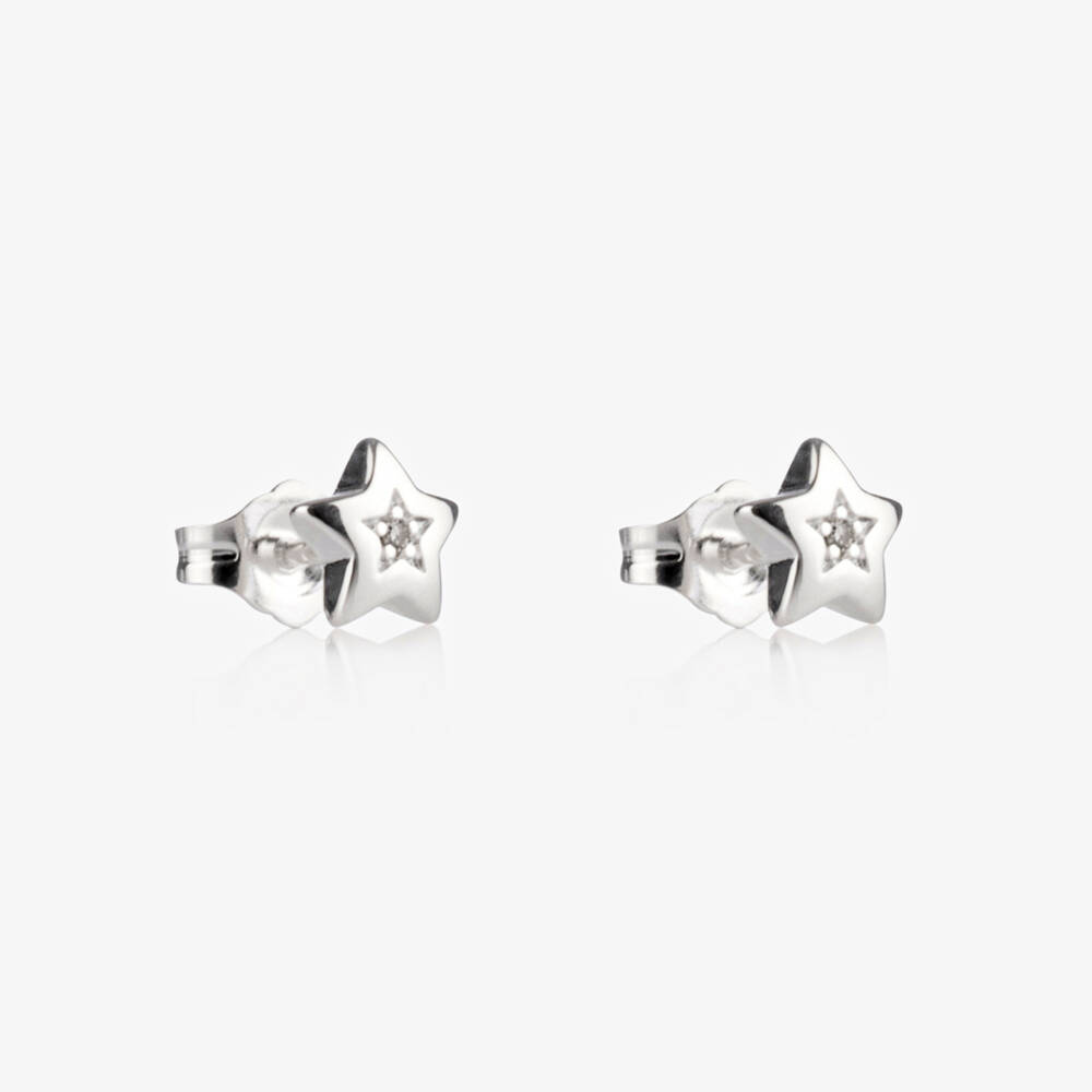 Little Star-Girls Silver Diamond Star Studs | Childrensalon Outlet