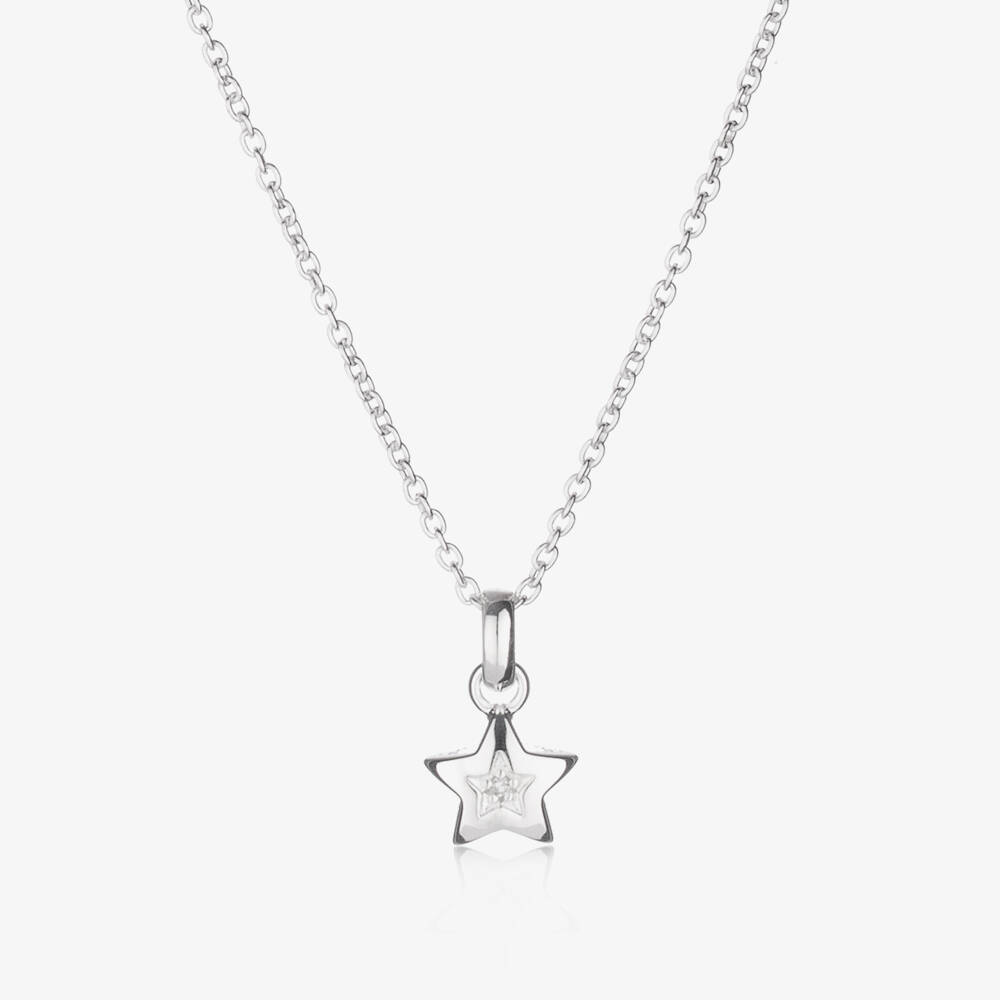 Little Star-Girls Silver Star Diamond Necklace | Childrensalon Outlet