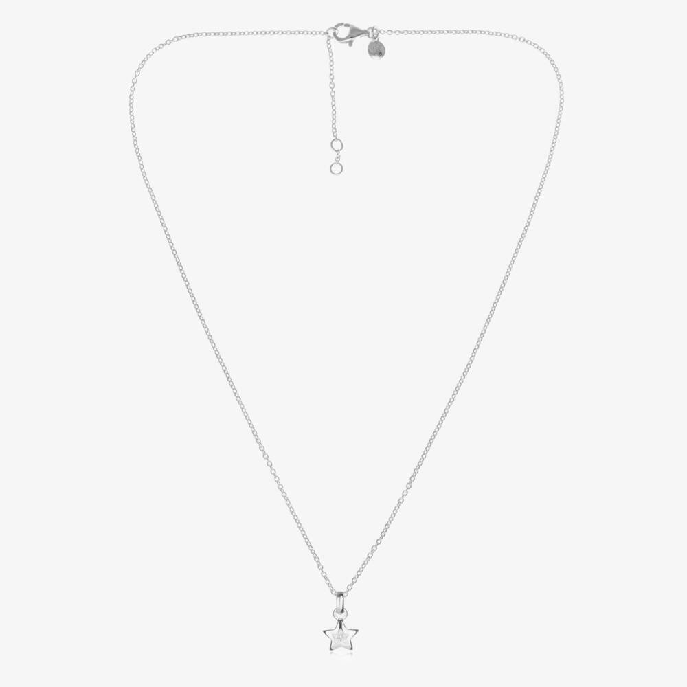 Little Star-Girls Silver Star Diamond Necklace | Childrensalon Outlet
