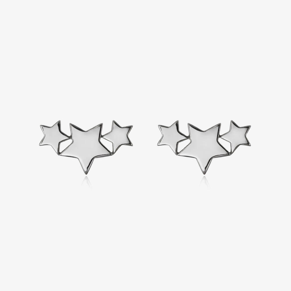 Little Star-Girls Silver Triple Star Studs | Childrensalon Outlet