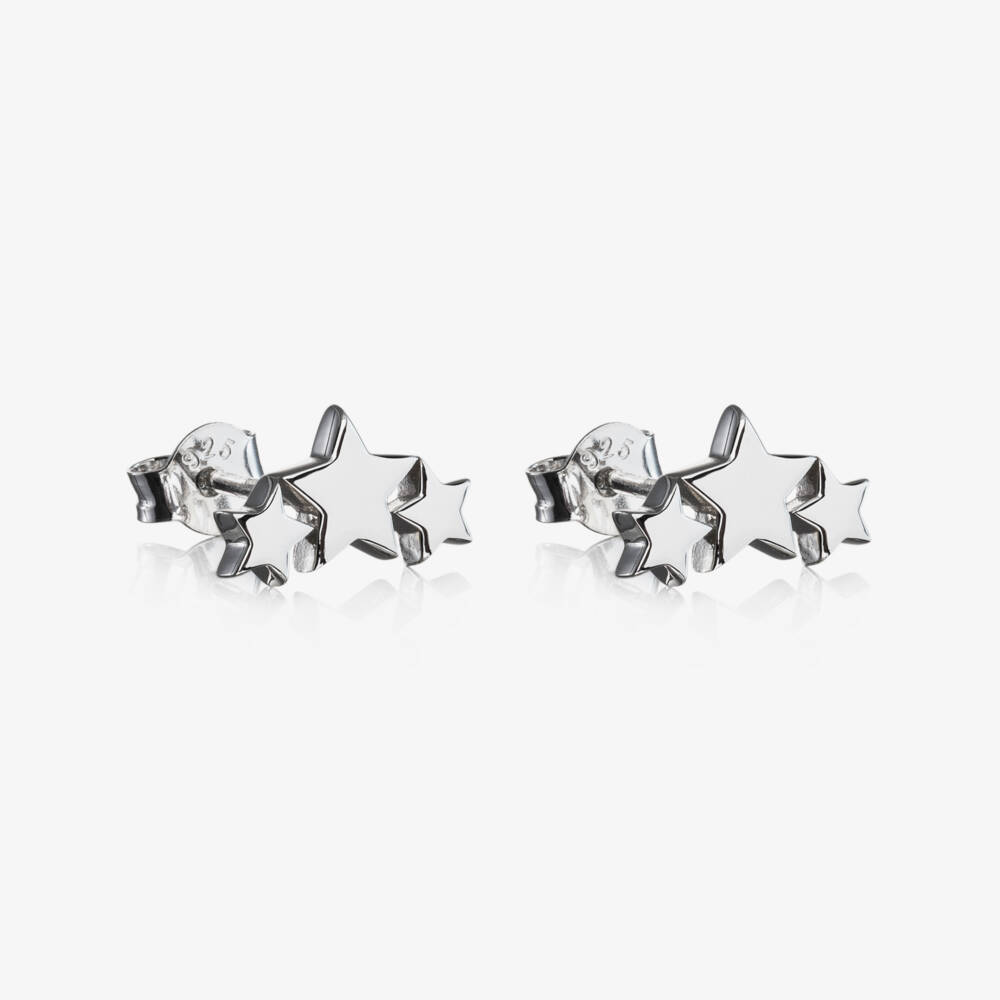 Little Star-Girls Silver Triple Star Studs | Childrensalon Outlet