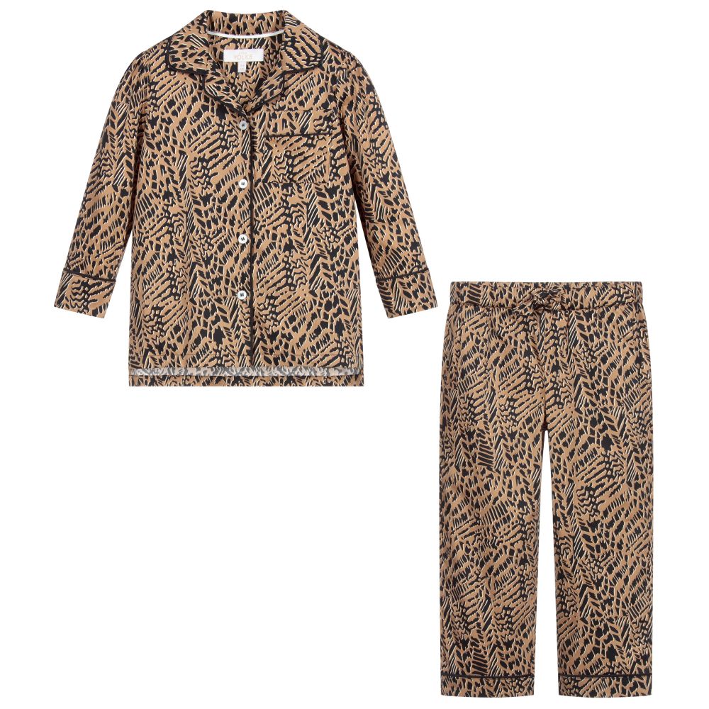 LiTTLE YOLKE-Beige Animal Print Pyjamas | Childrensalon Outlet