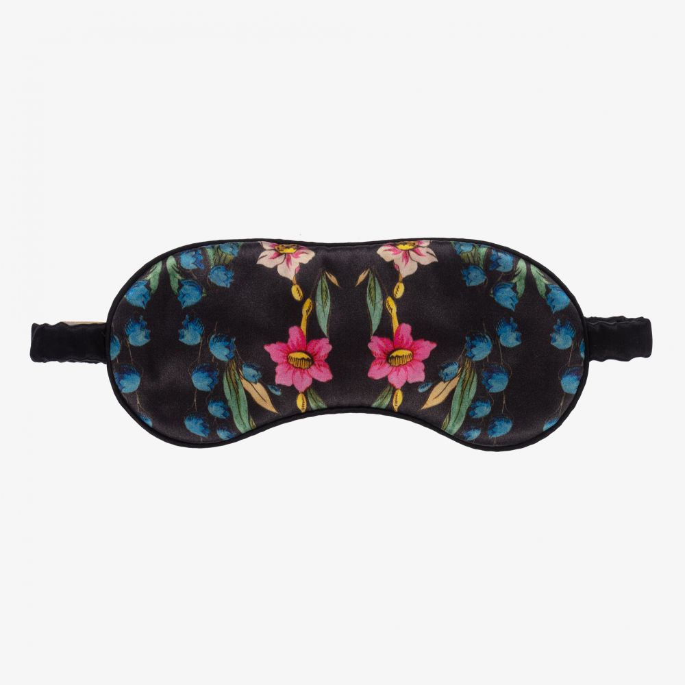 LiTTLE YOLKE - Черная шелковая маска для сна с цветами | Childrensalon