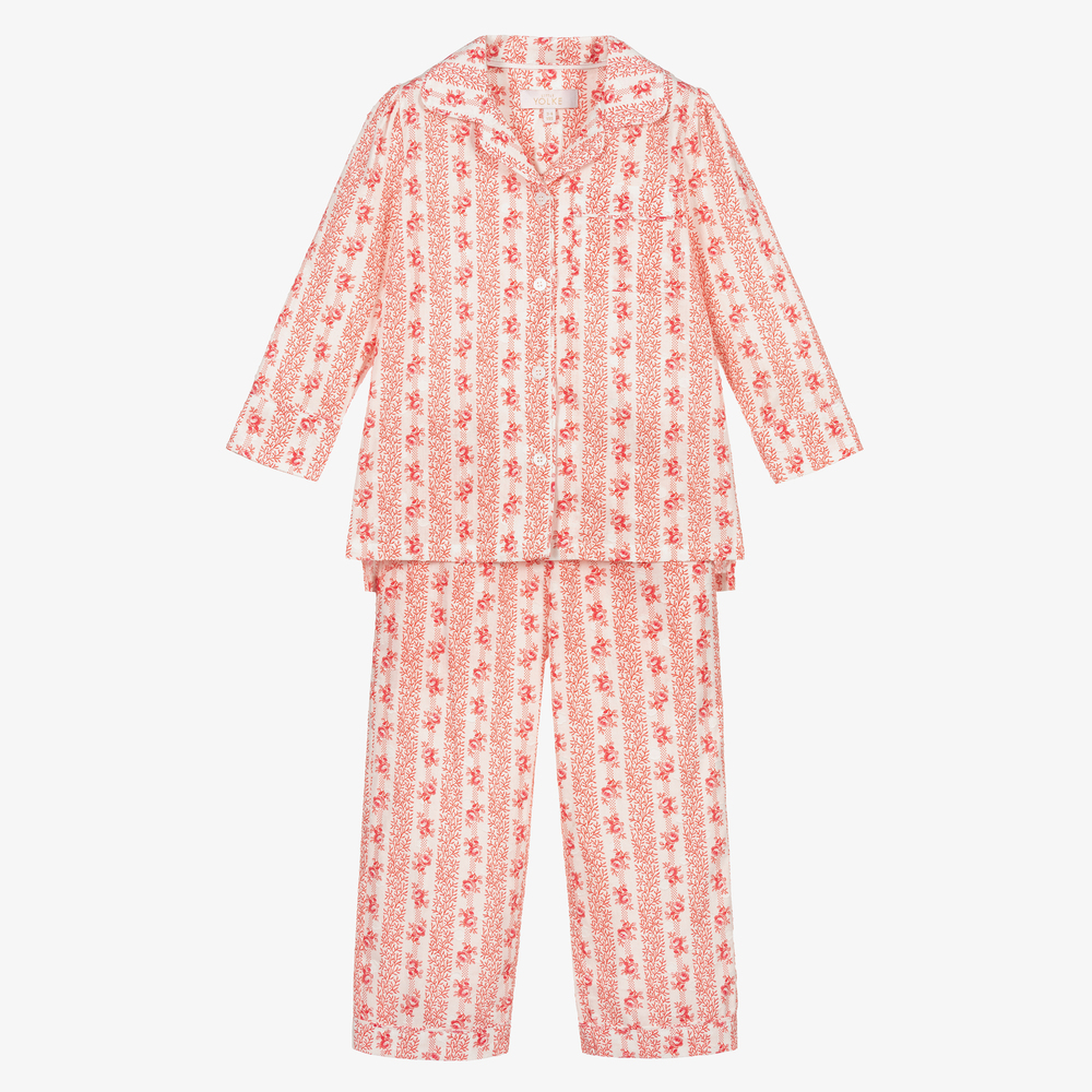 LiTTLE YOLKE-Girls Red Cotton Pyjamas | Childrensalon Outlet