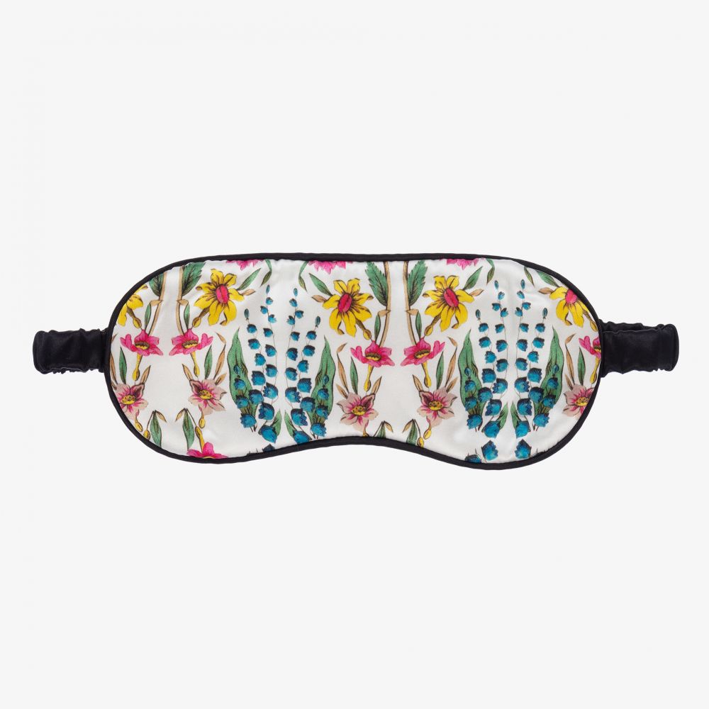LiTTLE YOLKE-Ivory Floral Silk Eye Mask | Childrensalon Outlet