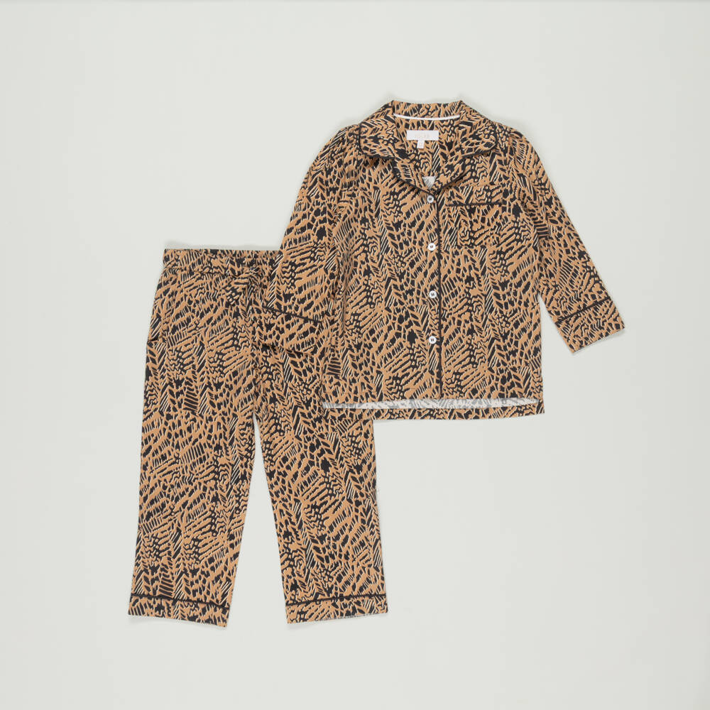 LiTTLE YOLKE-Preloved Girls Beige Animal Print Pyjamas (3-4 years) | Childrensalon Outlet
