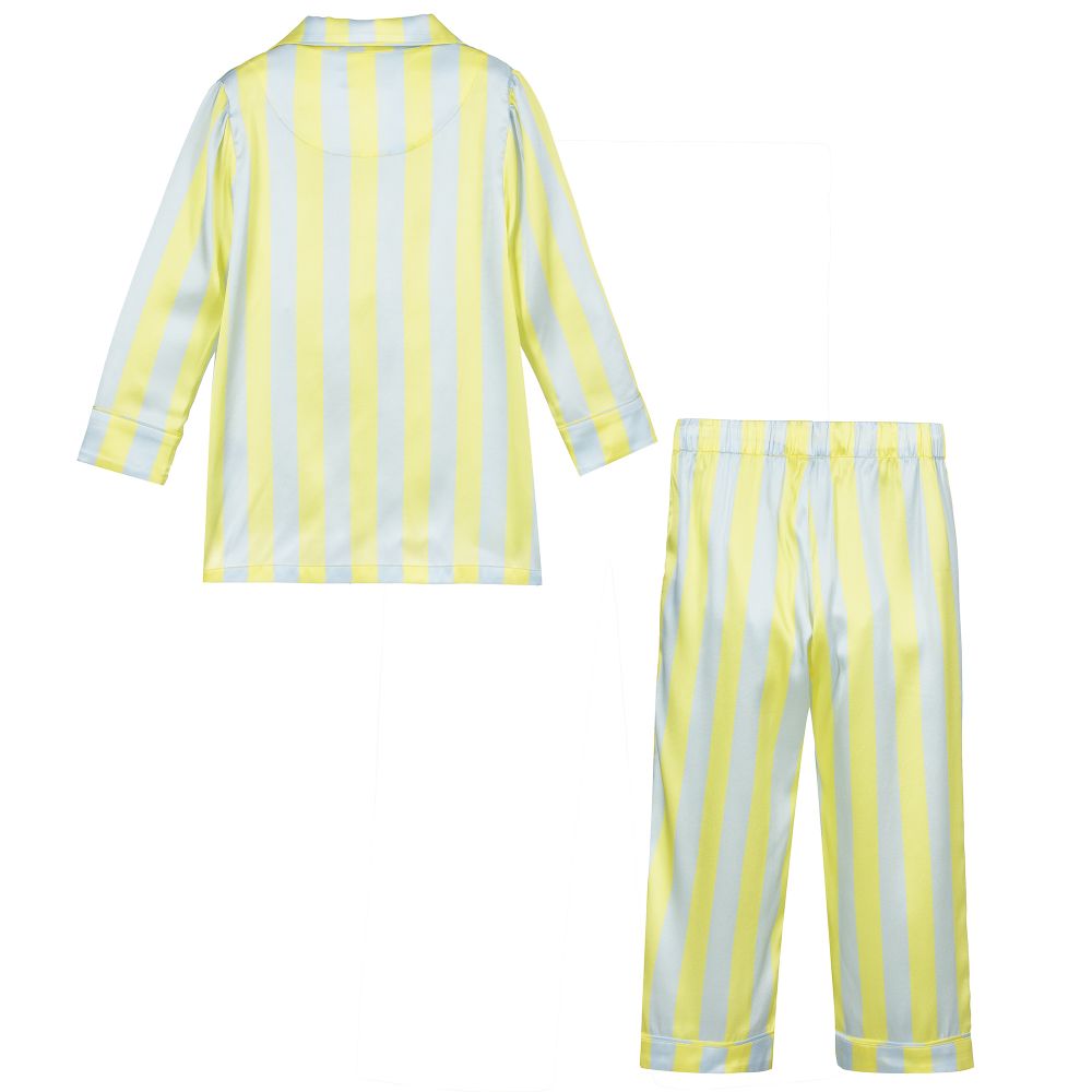 LiTTLE YOLKE-Шелковая пижама желтого и голубого цвета | Childrensalon Outlet