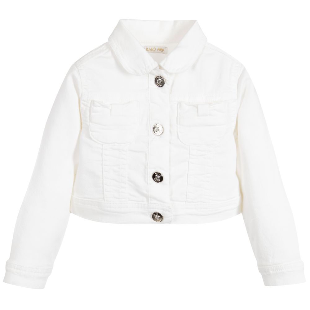 Liu Jo-Girls Ivory Cropped Twill Jacket | Childrensalon Outlet