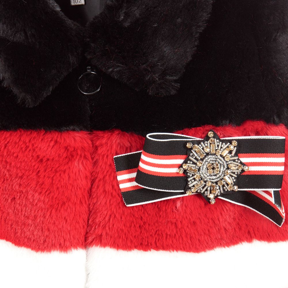 Loredana-Black & Red Faux Fur Coat | Childrensalon Outlet