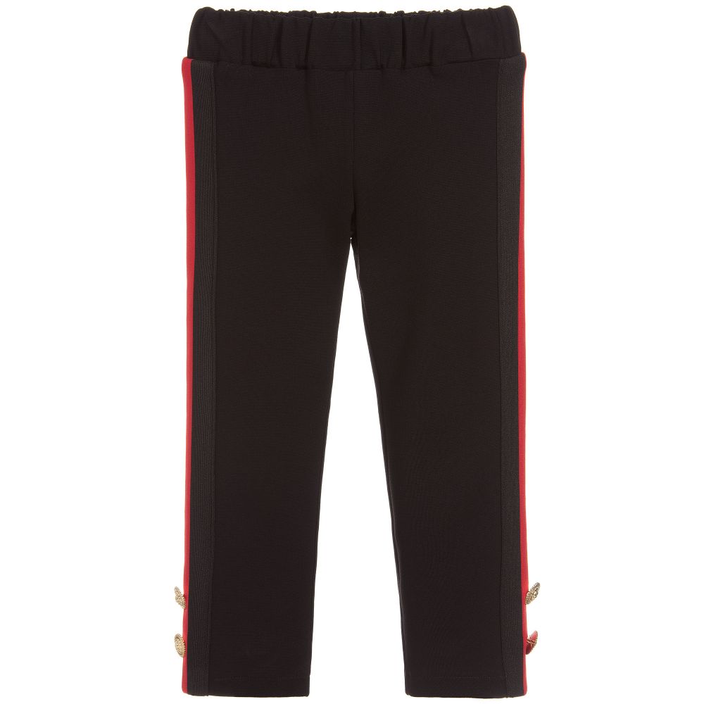 Loredana - Black & Red Trim Trousers | Childrensalon
