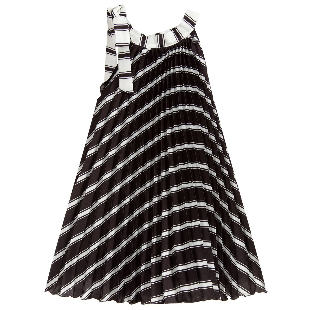 Loredana - Black & White Pleated Dress | Childrensalon