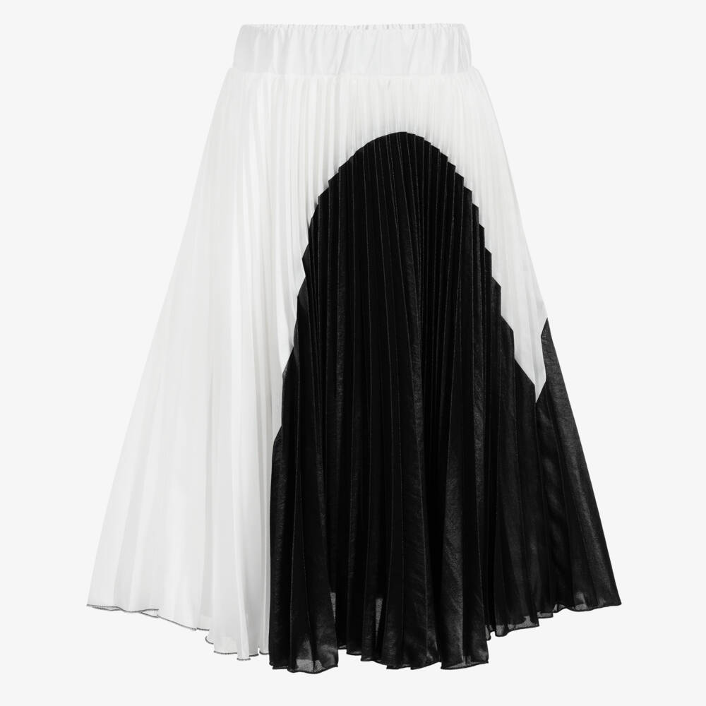 Loredana-Black & White Pleated Skirt | Childrensalon Outlet