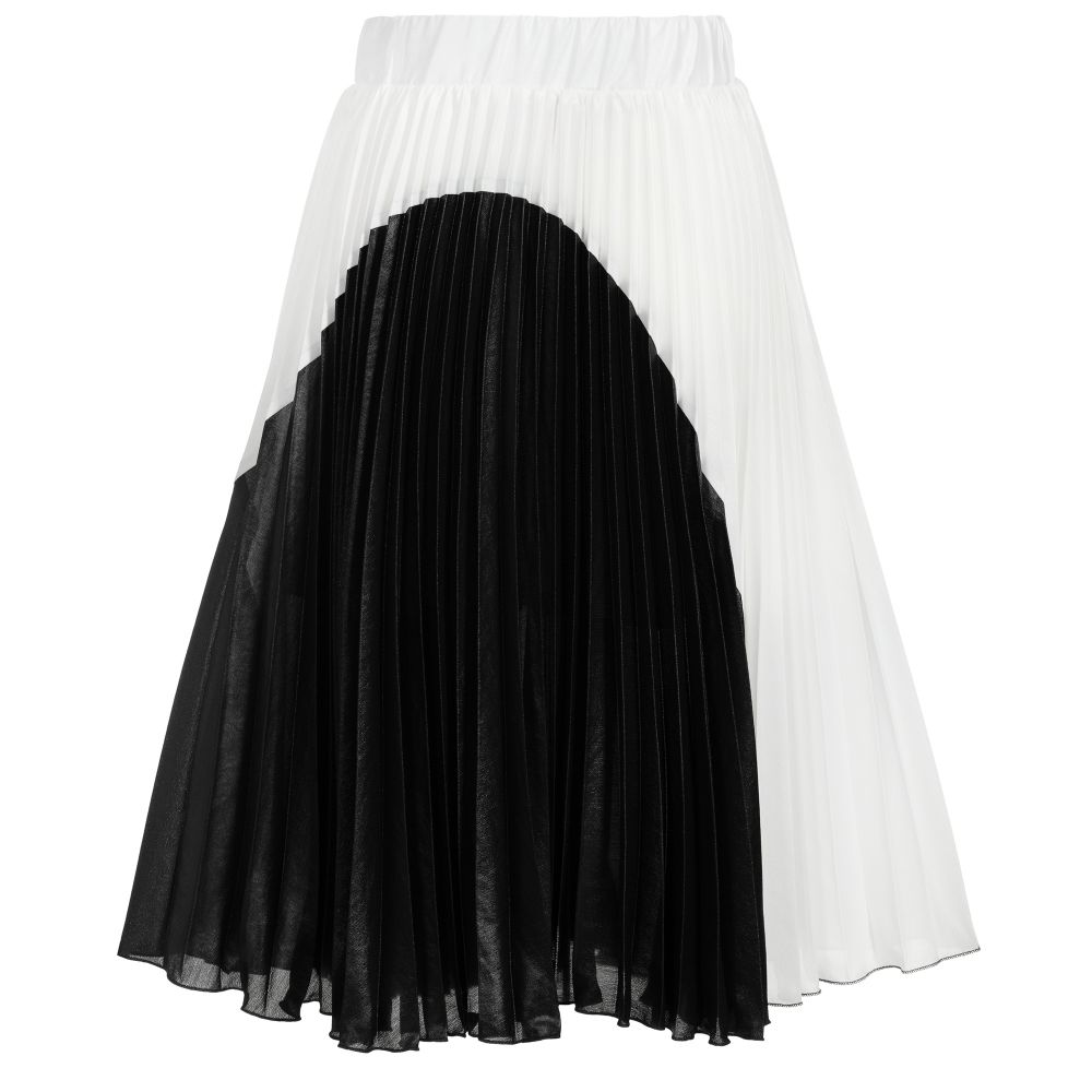 Loredana-Black & White Pleated Skirt | Childrensalon Outlet