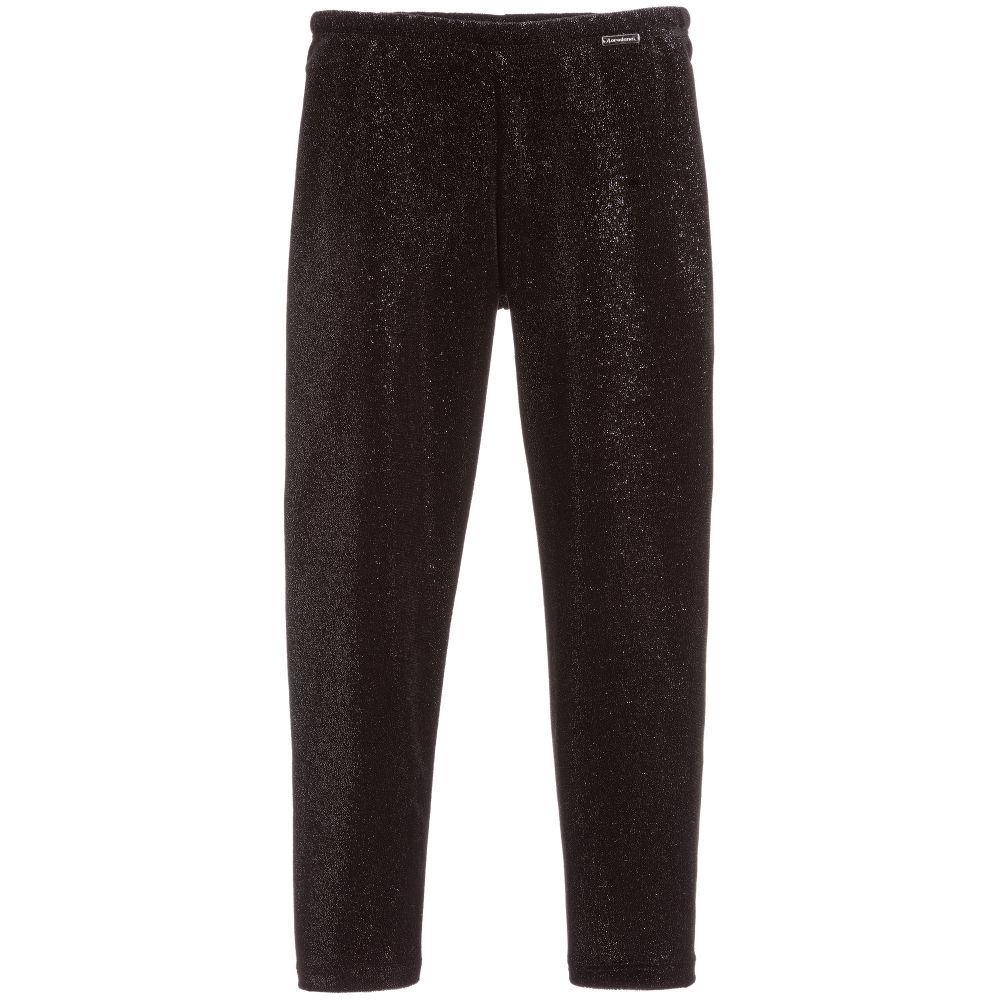 Loredana - Girls Black Sparkly Leggings | Childrensalon