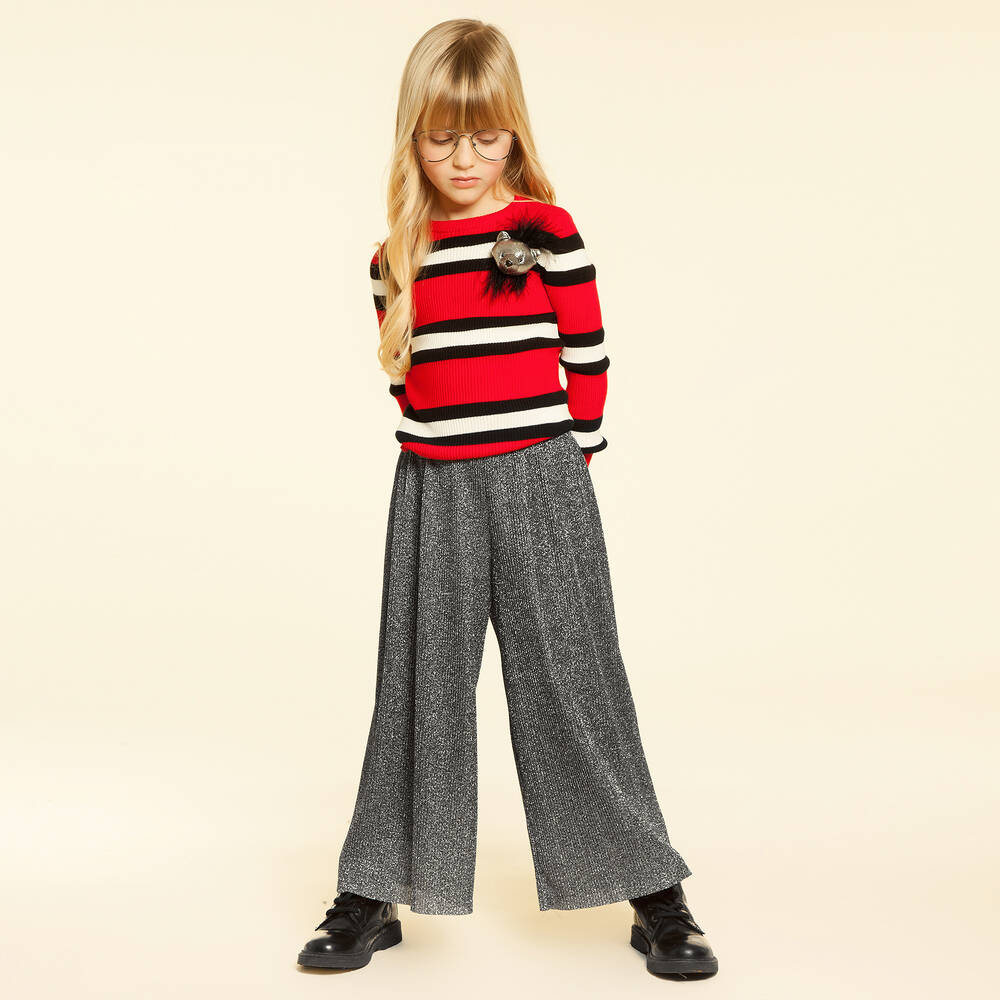 Loredana-Girls Glittery Silver Culottes | Childrensalon Outlet