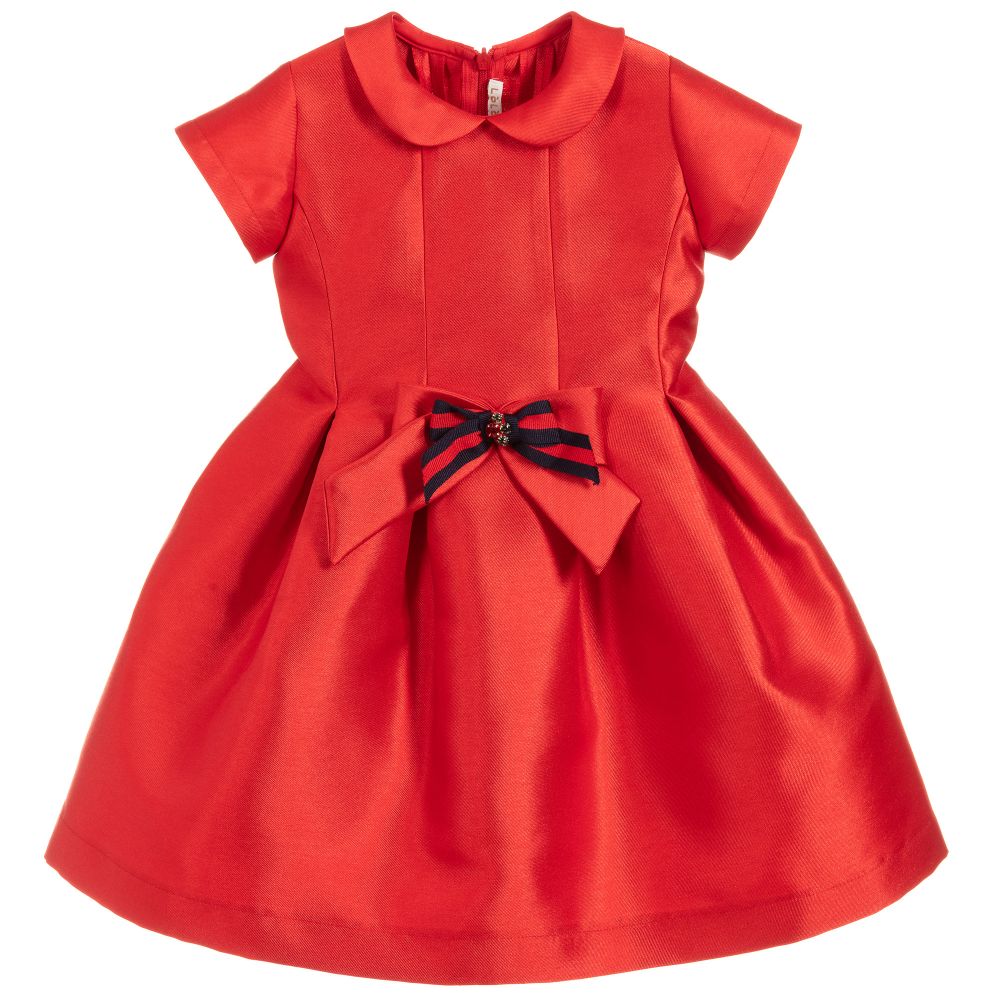 Loredana - Girls Red Satin Dress  | Childrensalon