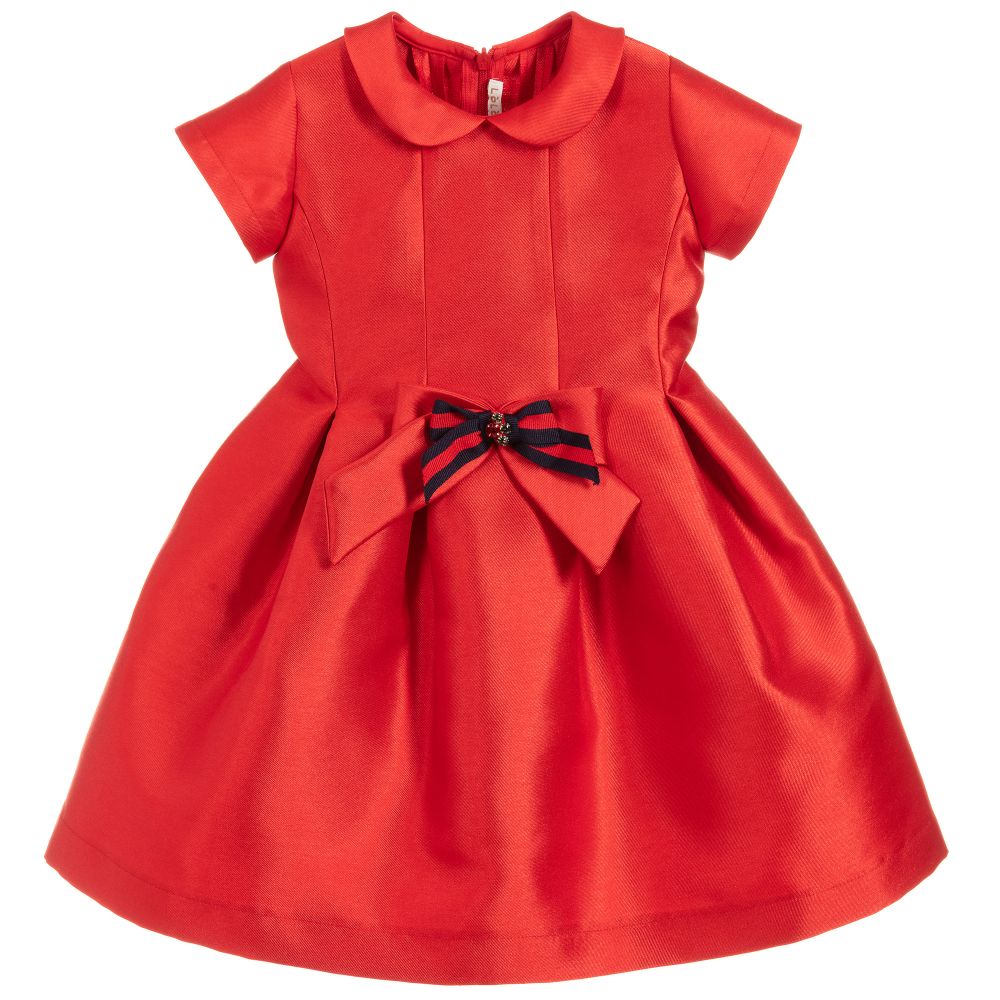 Loredana-Girls Red Satin Dress  | Childrensalon Outlet
