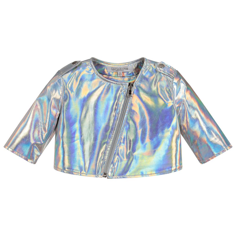 Loredana - Girls Silver Cropped Jacket | Childrensalon