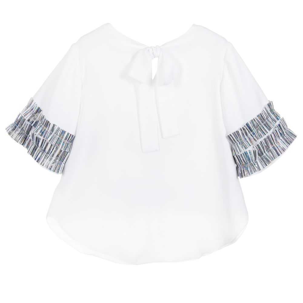 Loredana-Girls White Crêpe Chiffon Top | Childrensalon Outlet