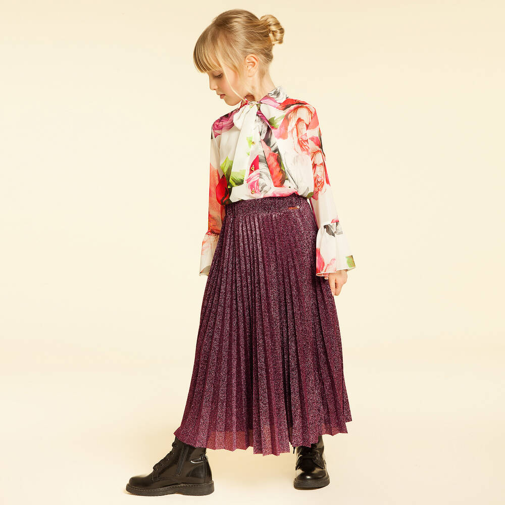 Loredana Le Bellissime-Glittery Pink Pleated Skirt | Childrensalon Outlet