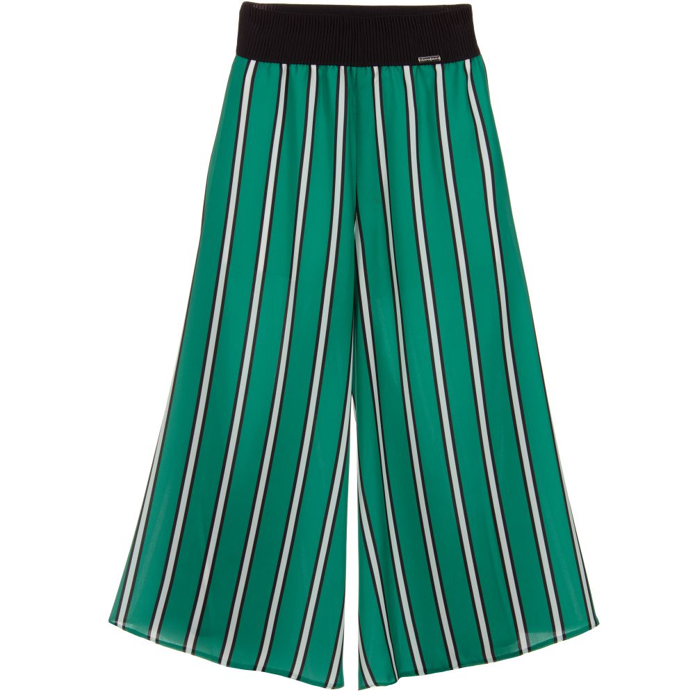 Loredana - Green Silky Striped Culottes | Childrensalon