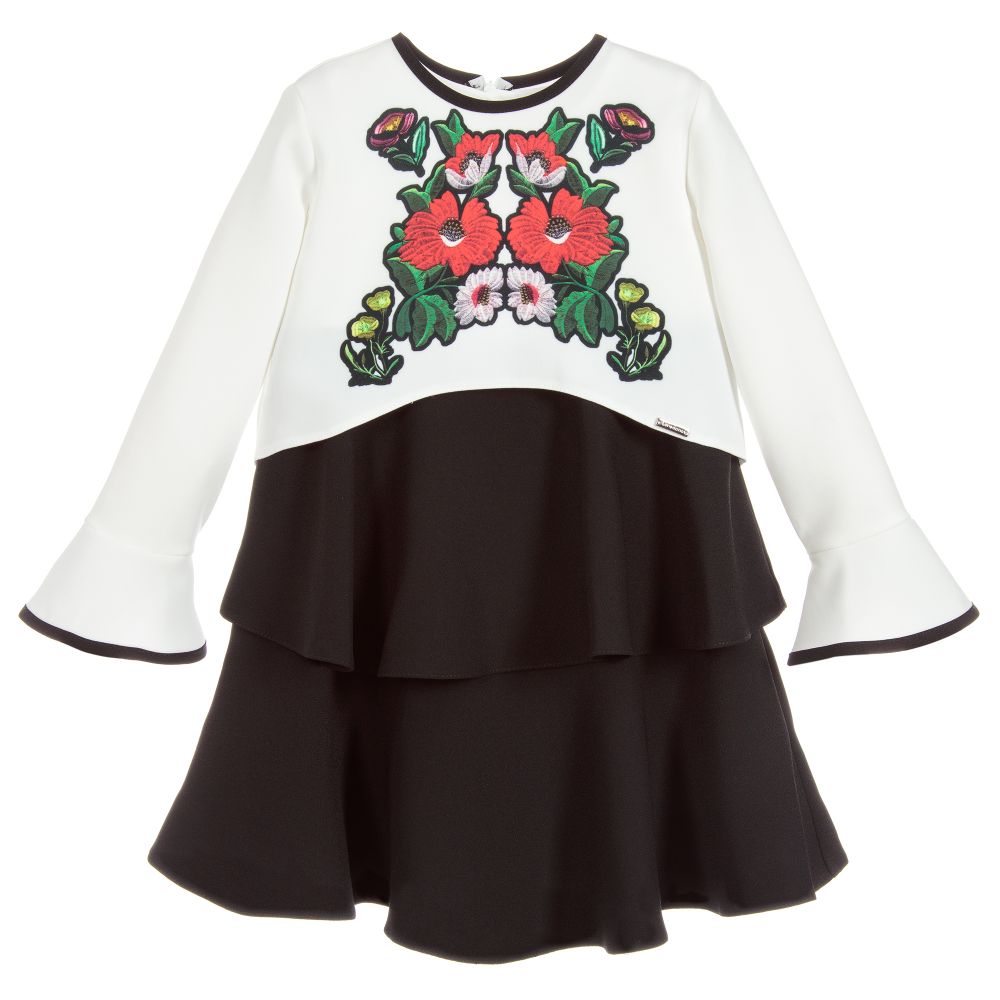 Loredana - Ivory & Black Crêpe Dress Set | Childrensalon