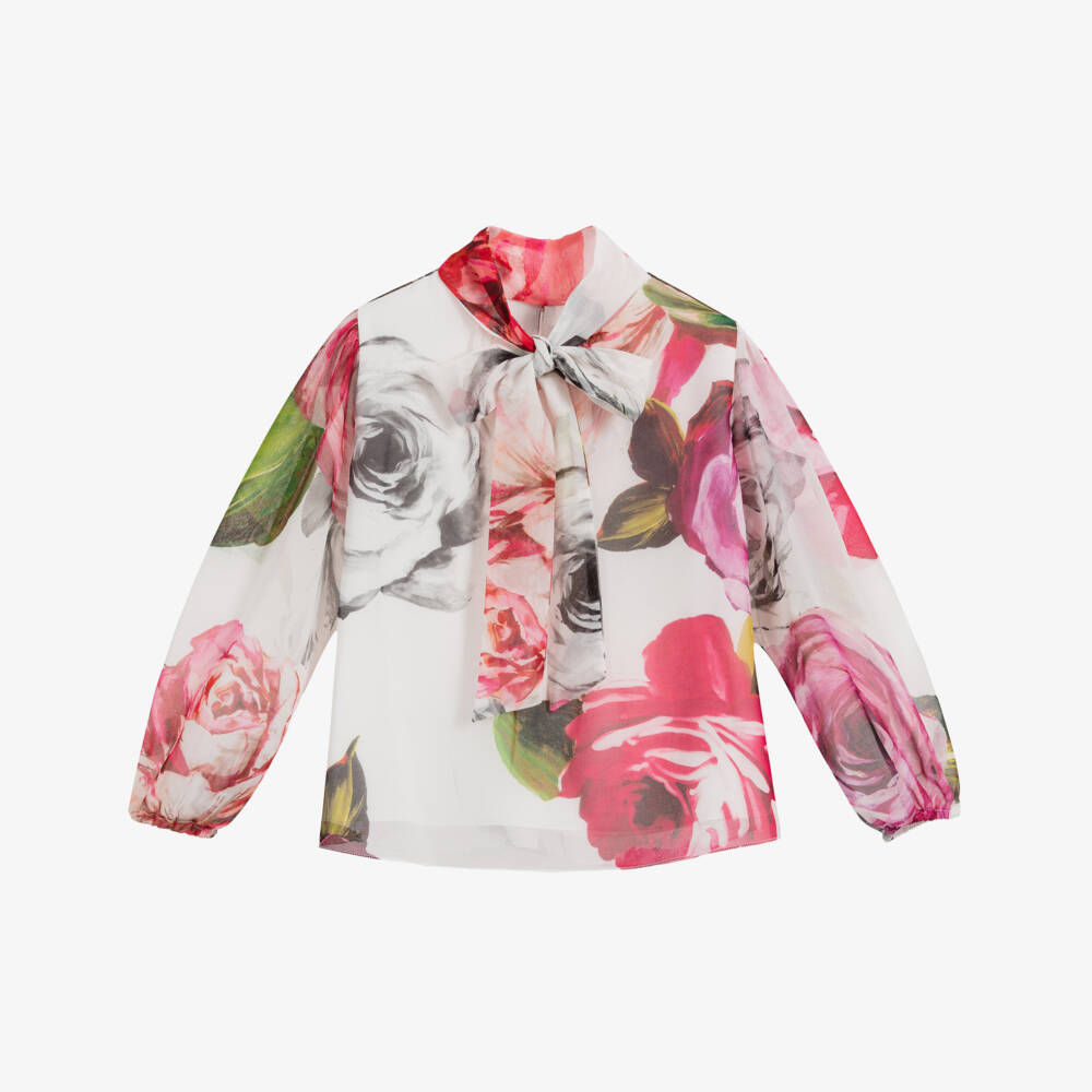 Loredana Ле Беллиссиме-Pink Floral Chiffon Blouse | Childrensalon Outlet