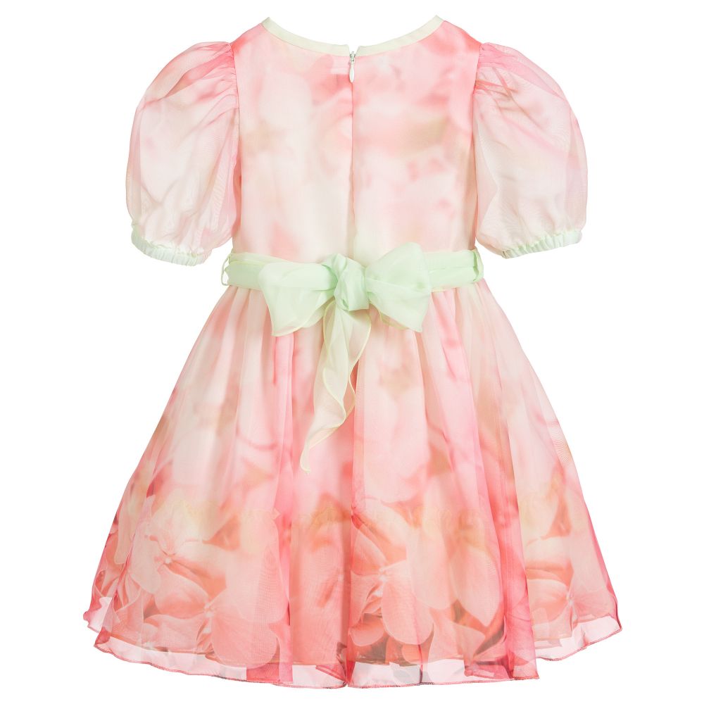 Loredana-Pink & Green Chiffon Dress | Childrensalon Outlet