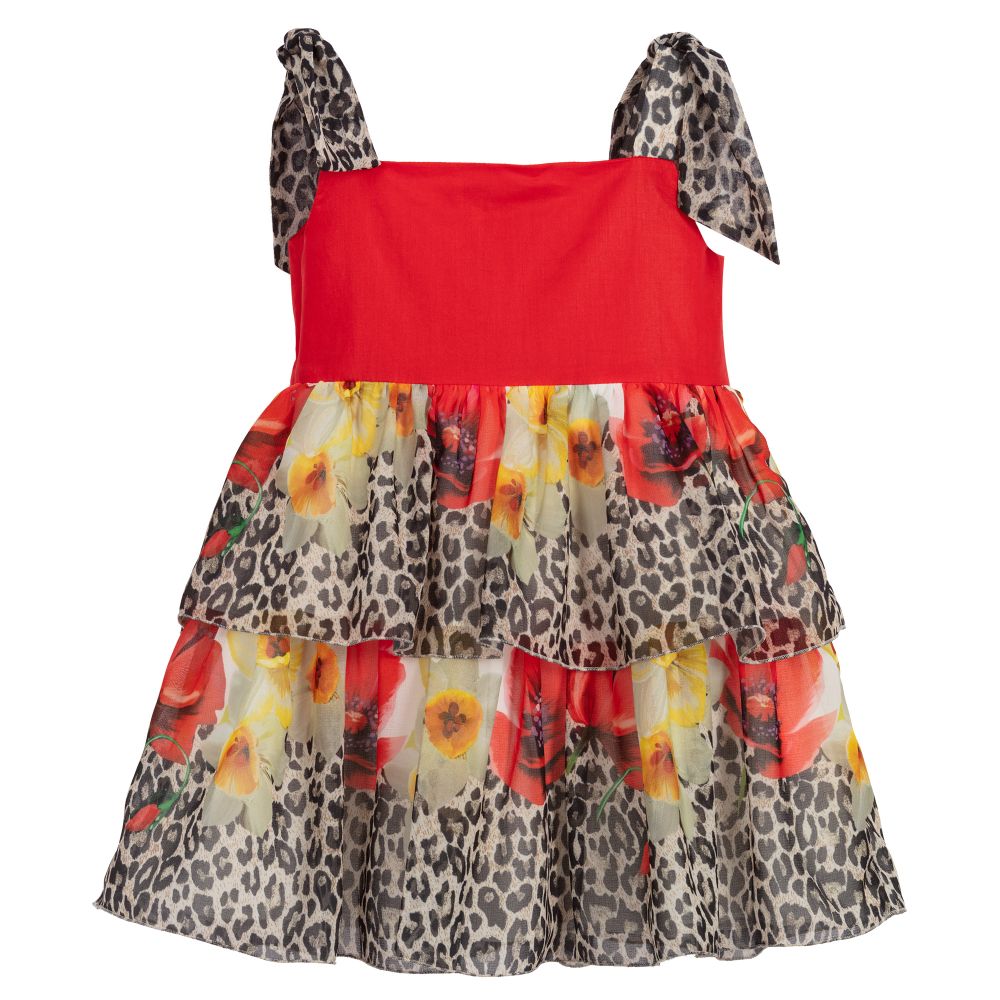 Loredana-Red & Beige Chiffon Dress | Childrensalon Outlet