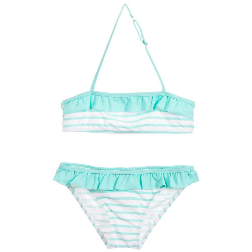 Losan - Girls Green Striped Bikini | Childrensalon