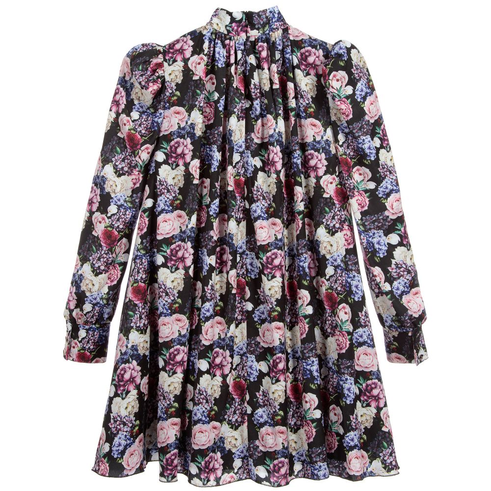 Love Made Love - Black Floral Satin Dress | Childrensalon Outlet