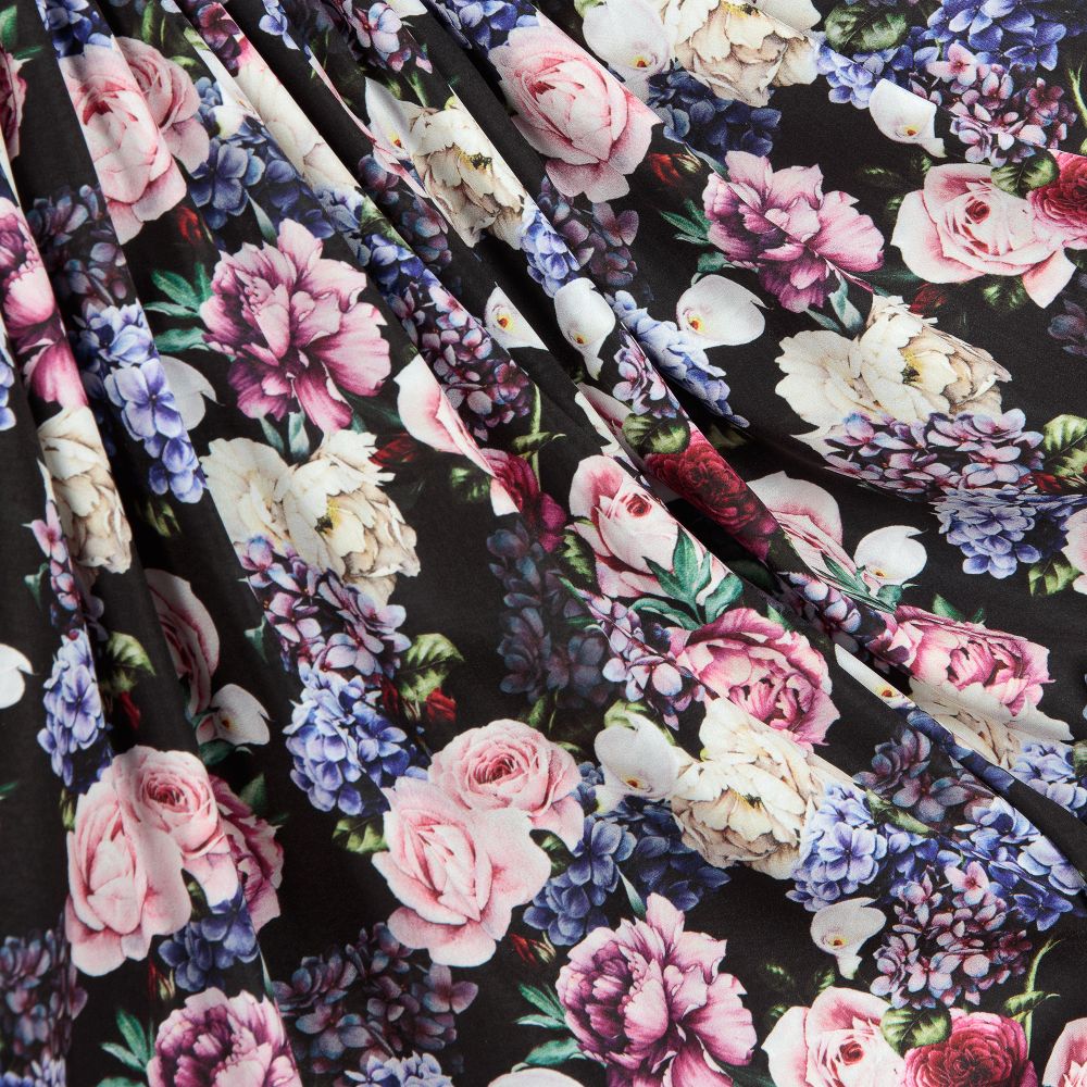 لاف ميد لاف-فستان شيفون  بطبعة ورود  لون أسود | Childrensalon Outlet