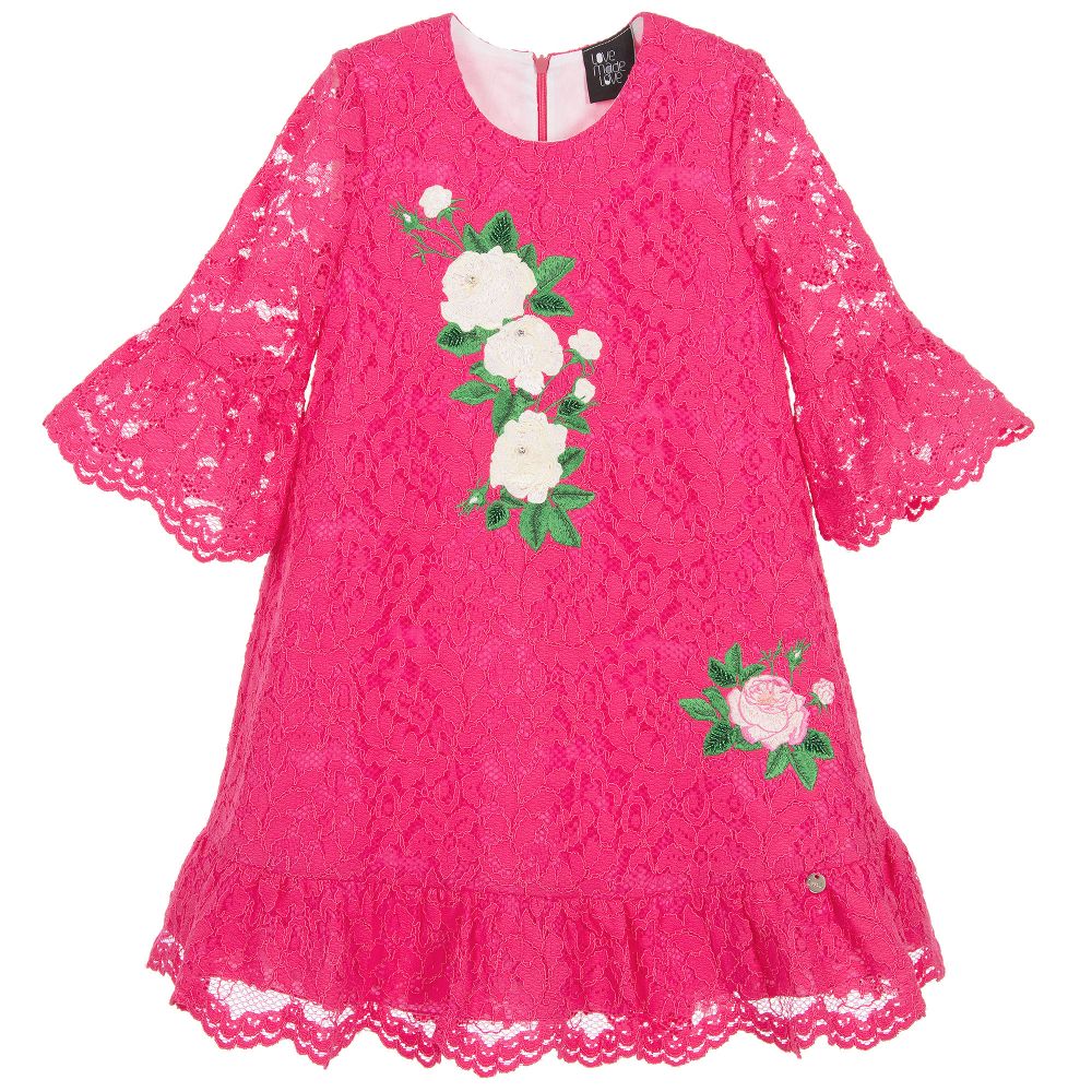 Love Made Love - Girls Fuchsia Pink Lace Dress | Childrensalon