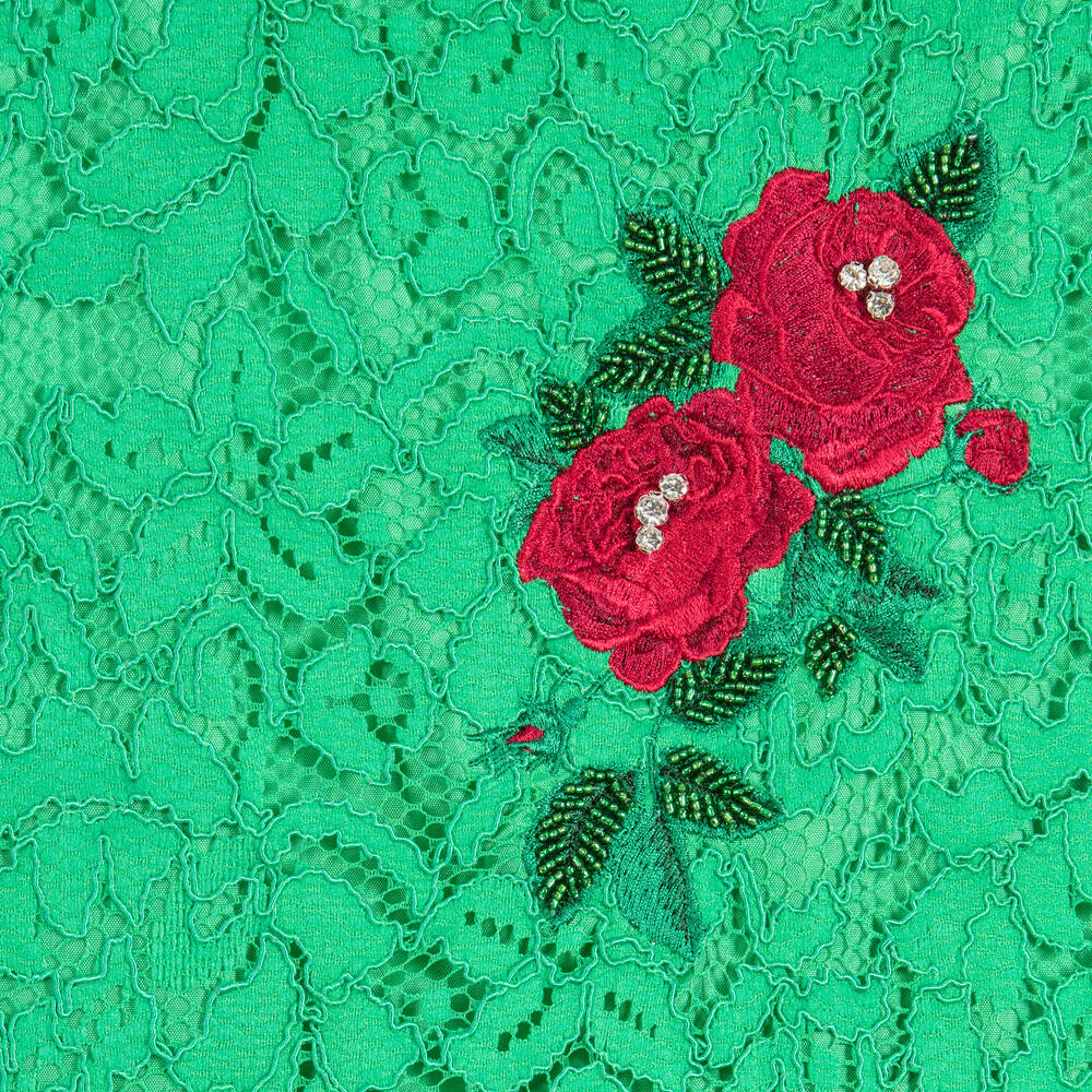 Love Made Love-Girls Green Cotton Lace & Tulle Dress | Childrensalon Outlet
